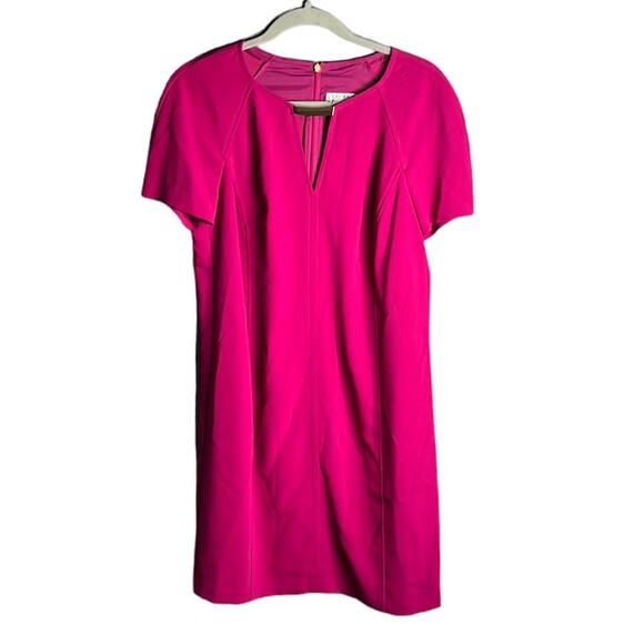 Trina Turk Dark Pink Short Sleeve Dress With Gold Detail Size Medium - Picture 1 of 9